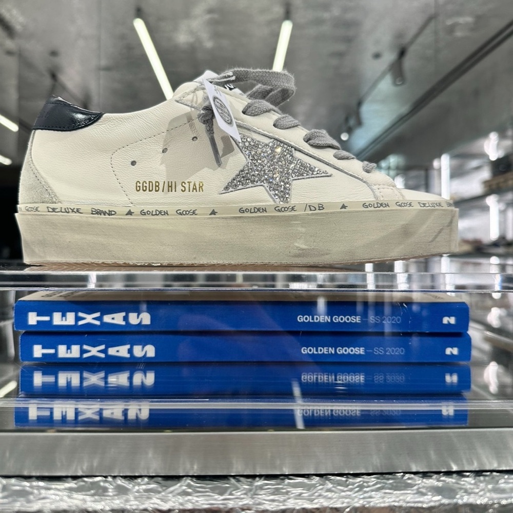Golden Goose Hi Star Sneakers Swarovski rhinestone Star navy white gray